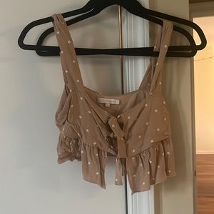 Pink and white polka dot crop top